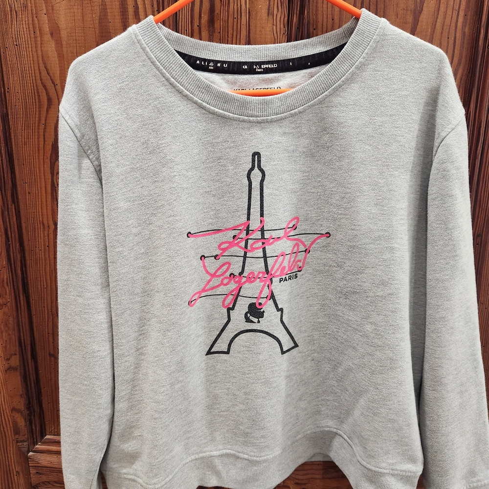 Karl Lagerfield Paris Gray Eiffel Tower Sweatshirt Size XL